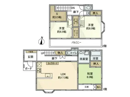 つくばエクスプレス 流山セントラルパーク駅 徒歩3分 2階建 築17年(3SLDK)の間取り写真
