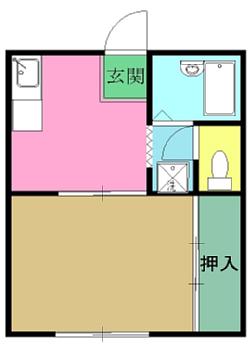 パークピュア小宮ⅡA(1DK/2階)の間取り写真