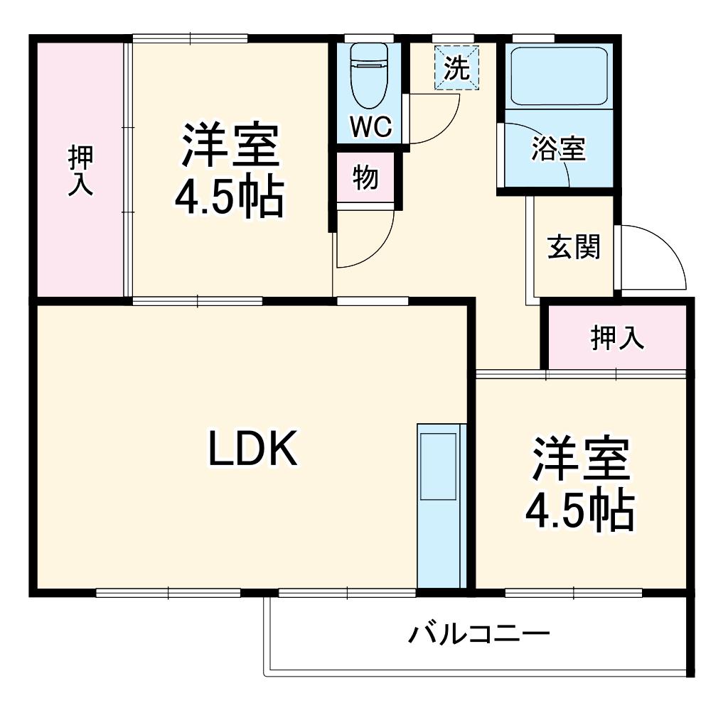 花見川団地7-4棟(2LDK/4階)の間取り写真