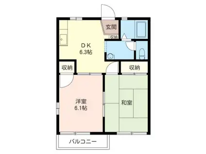 ファミールハイツ(2DK/2階)の間取り写真