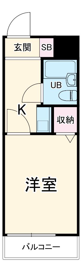 ライオンズマンション田奈(1K/2階)の間取り写真