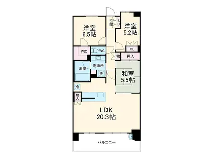 ウェリス稲毛 オアシスブロック(3LDK/11階)の間取り写真