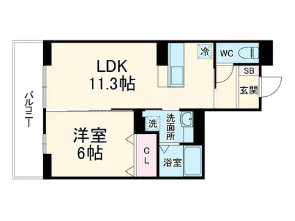 グランヴィル(1LDK/3階)の間取り写真