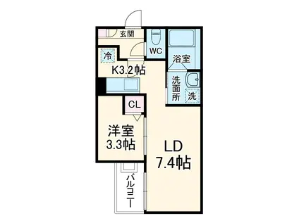 JACK UMATEⅠ(1LDK/1階)の間取り写真