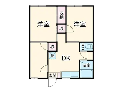 リッシュメゾンB棟(2DK/1階)の間取り写真