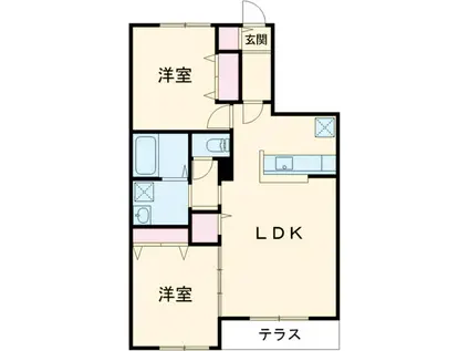 NOVガーデンハウス谷田部 F(2LDK/1階)の間取り写真