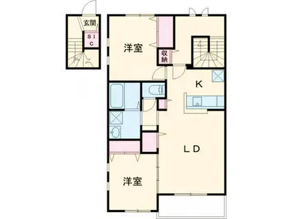 NOVガーデンハウス谷田部 F(2LDK/2階)の間取り写真