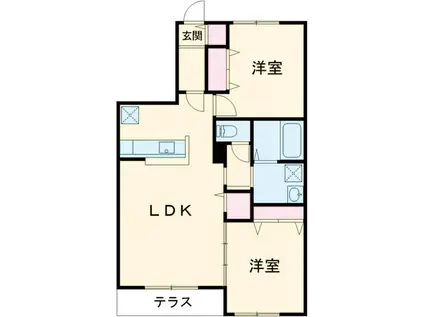 NOVガーデンハウス谷田部 G(2LDK/1階)の間取り写真