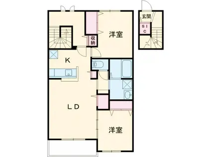 NOVガーデンハウス谷田部 G(2LDK/2階)の間取り写真