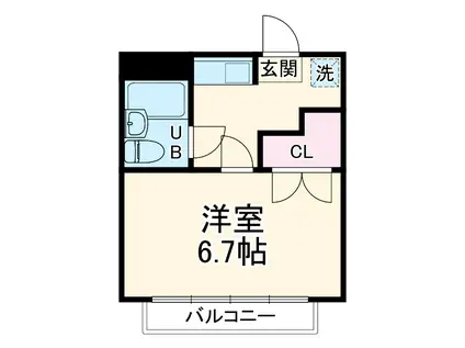 ベルメゾン TYⅡ(1K/1階)の間取り写真