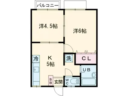 ハイムカトレア(2DK/2階)の間取り写真