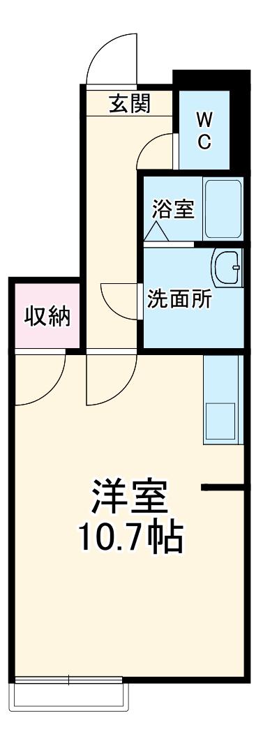 プランタン(1K/1階)の間取り写真