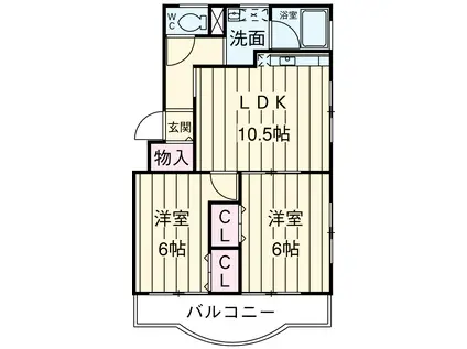 エクスバル・KM(2LDK/1階)の間取り写真