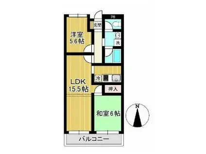 マリーブ千葉(2LDK/3階)の間取り写真