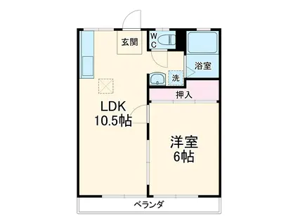 宮岡第1パナハイツ(1LDK/2階)の間取り写真