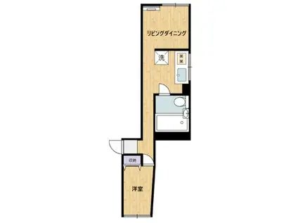 八木ビル(1LDK/2階)の間取り写真