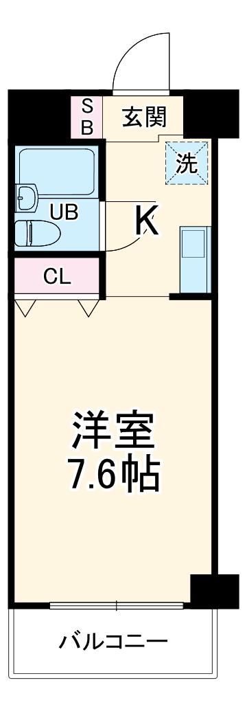 ライオンズマンション大和中央(1K/4階)の間取り写真