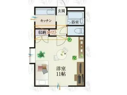 BCASAⅡ深谷RE-BORN(1K/1階)の間取り写真