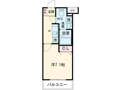 クレヴィスタ成増Ⅱ(1K/1階)の間取り写真