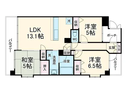 クイーンシティ淵野辺(2SLDK/3階)の間取り写真