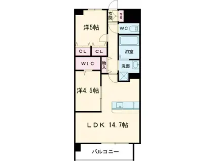 LEGEND東比恵(2LDK/6階)の間取り写真