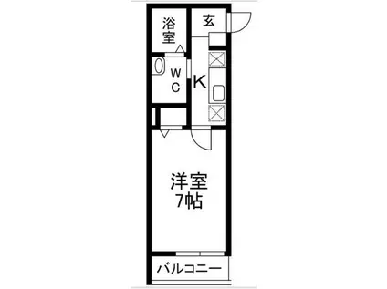 ウィングガーデン一ノ割(1K/3階)の間取り写真