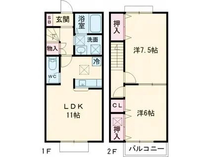 Ｌｅ　ｓｏｌｅｉｌ(2LDK)の間取り写真