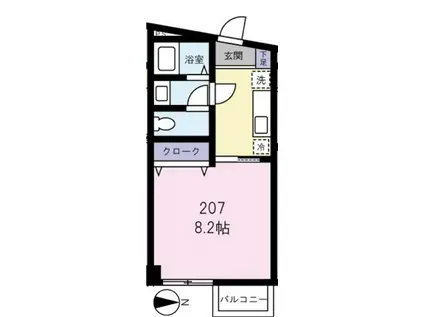 グランバリエ・Ⅱ(1K/2階)の間取り写真