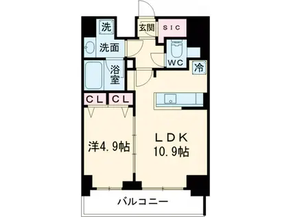 S-RESIDENCE新宿早稲田AVELIS(1LDK/3階)の間取り写真
