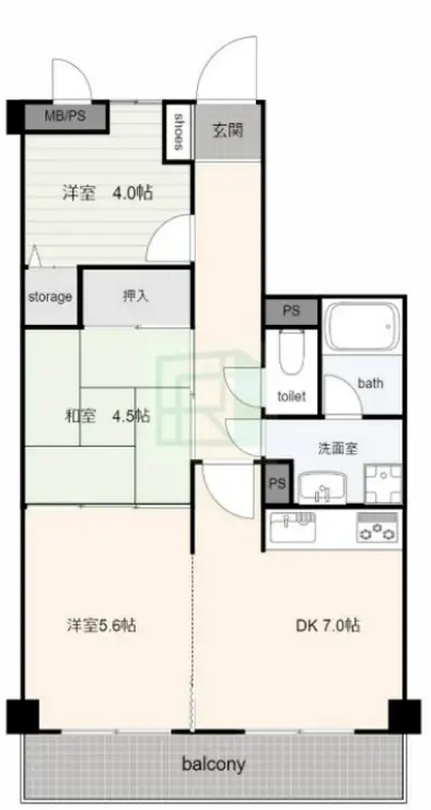 ライオンズマンション稲毛第2 2階階 間取り