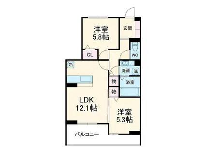 サイカチ(2LDK/3階)の間取り写真
