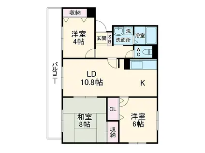 グランコート草加(3LDK/4階)の間取り写真