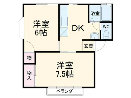 エクセルA(2DK/2階)の間取り写真