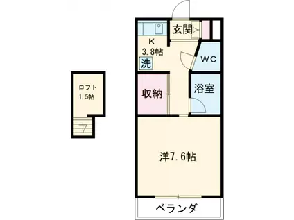 トリコロール・ピエテ(1K/1階)の間取り写真