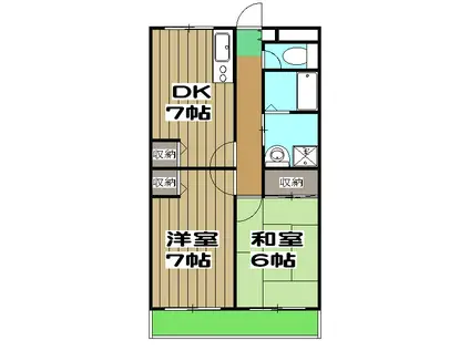 ラコルレ川政(2DK/4階)の間取り写真