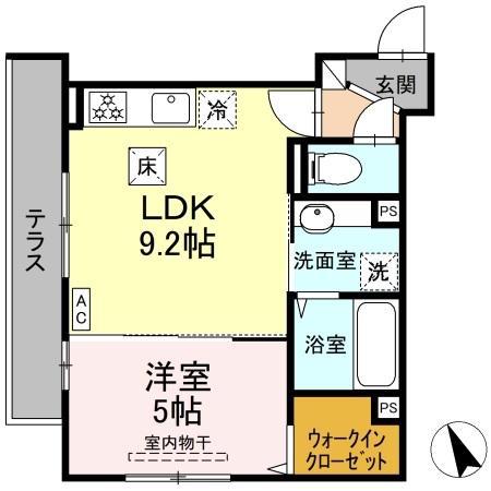 フィールドコート緑が丘(1LDK/1階)の間取り写真