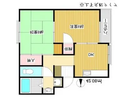 プレミール三鷹(2DK/2階)の間取り写真