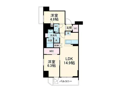 リーフシティ市川ザ・レジデンス(2LDK/3階)の間取り写真