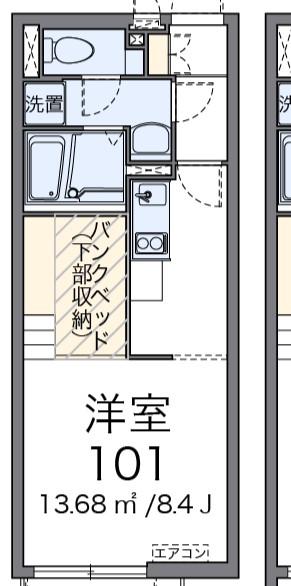 ミランダルーチェⅢ(ワンルーム/2階)の間取り写真