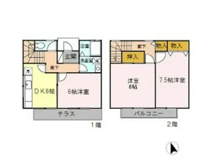 リバティー小林Ａ(2LDK)の間取り写真