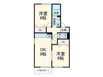 サニーハウス上今井B(2DK/2階)の間取り写真