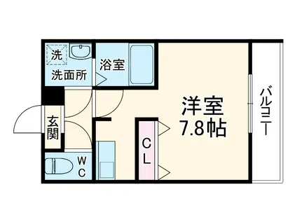 グランレム西院(ワンルーム/2階)の間取り写真