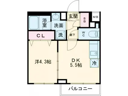 ジェノヴィア京成立石Ⅴ(1DK/5階)の間取り写真