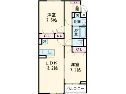 LUCIETS1(2LDK/2階)の間取り写真