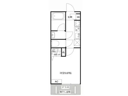 MQUARTO鶴瀬(1K/1階)の間取り写真