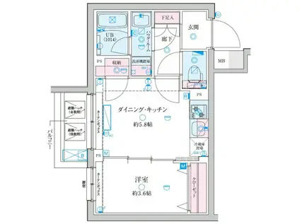 GENOVIA京成立石Ⅴ(1DK/4階)の間取り写真