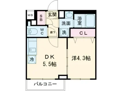 GENOVIA京成立石Ⅴ(1DK/4階)の間取り写真