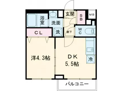 GENOVIA京成立石Ⅴ(1DK/4階)の間取り写真