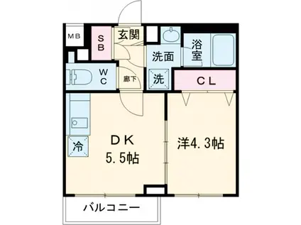 GENOVIA京成立石Ⅴ(1DK/4階)の間取り写真