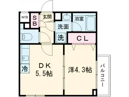 GENOVIA京成立石Ⅴ(1DK/4階)の間取り写真